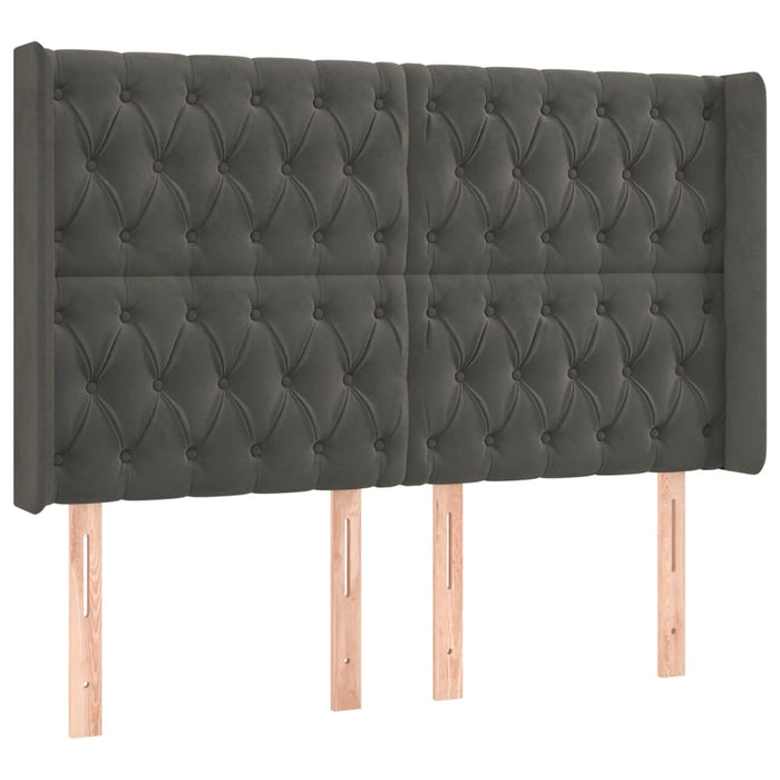 Tăblie de pat cu LED, gri închis, 147x16x118/128 cm, catifea - WALTI WALTI