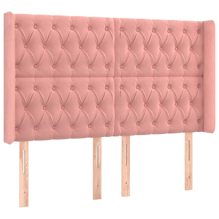 Tăblie de pat cu LED, roz, 147x16x118/128 cm, catifea - WALTI WALTI