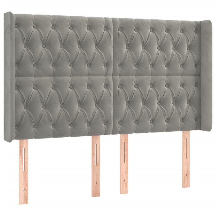 Tăblie de pat cu LED, gri deschis, 163x16x118/128 cm, catifea - WALTI WALTI