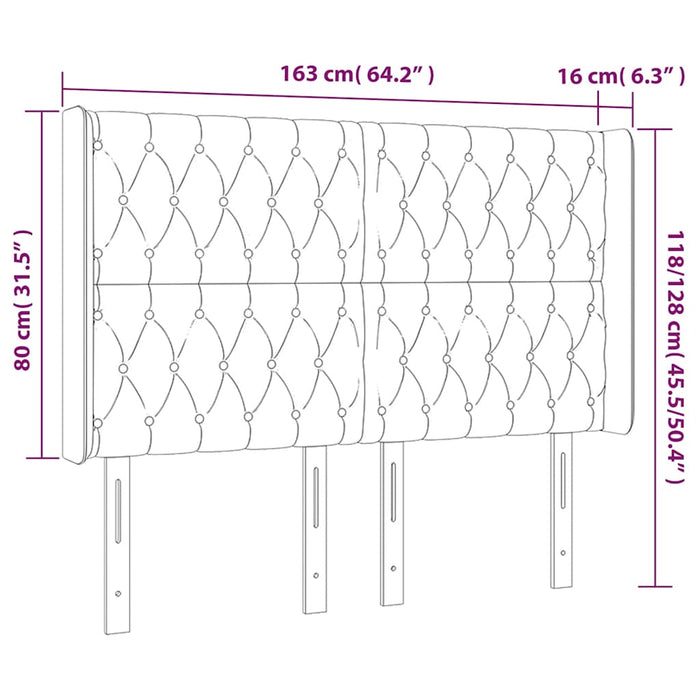 Tăblie de pat cu LED, albastru închis, 163x16x118/128cm catifea - WALTI WALTI