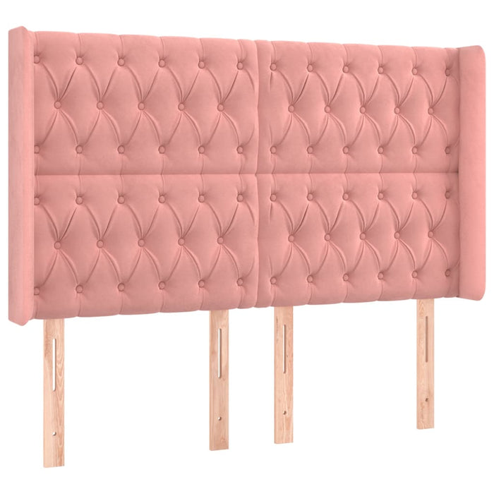 Tăblie de pat cu LED, roz, 163x16x118/128 cm, catifea - WALTI WALTI