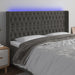 Tăblie de pat cu LED, gri închis, 183x16x118/128 cm, catifea - WALTI WALTI