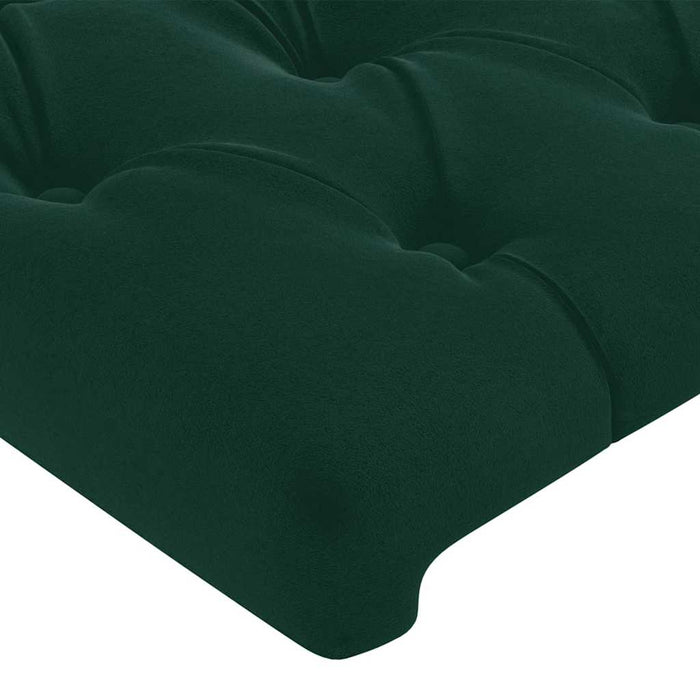 Tăblie de pat cu LED, verde închis, 183x16x118/128 cm, catifea WALTI