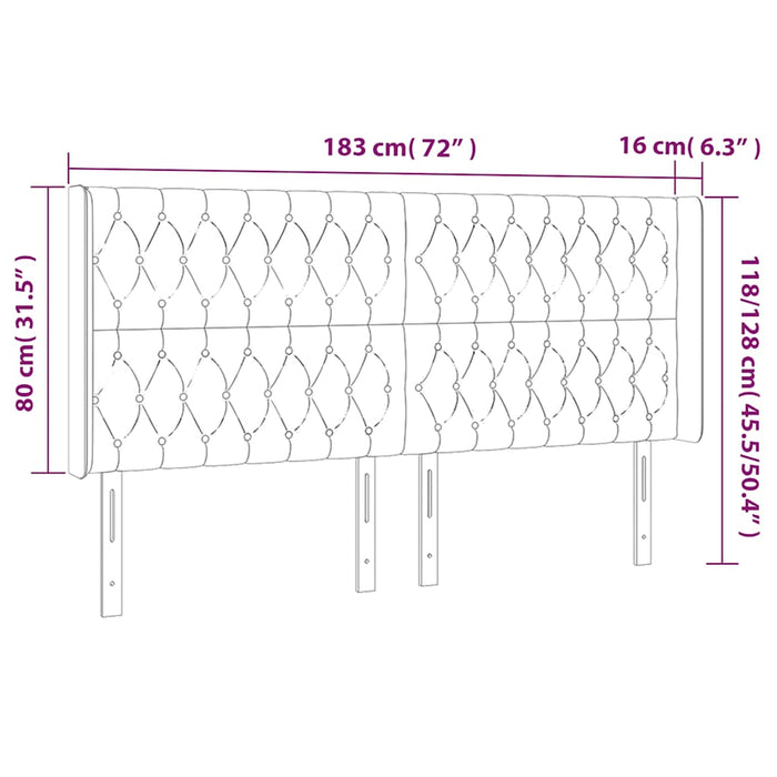 Tăblie de pat cu LED, verde închis, 183x16x118/128 cm, catifea WALTI