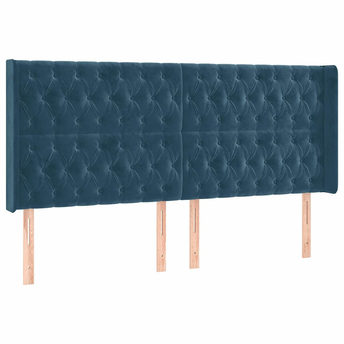 Tăblie de pat cu LED, albastru închis, 183x16x118/128cm catifea WALTI