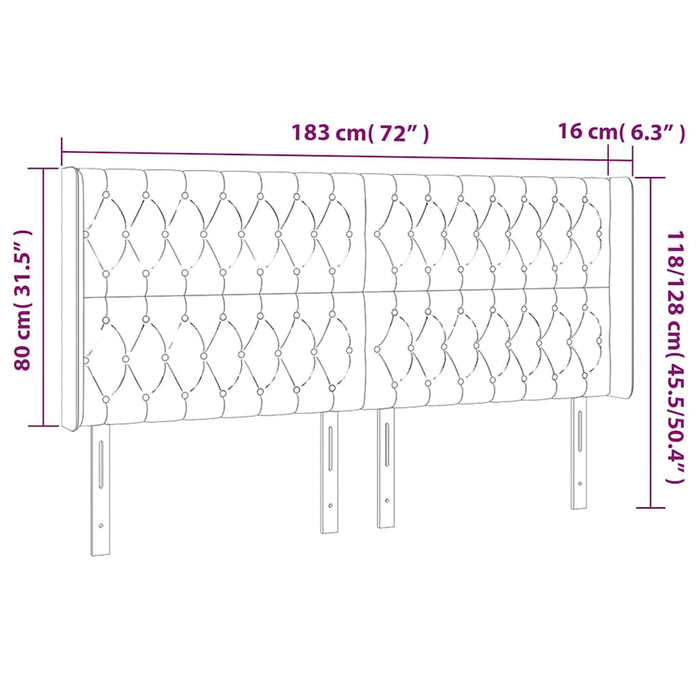 Tăblie de pat cu LED, albastru închis, 183x16x118/128cm catifea WALTI
