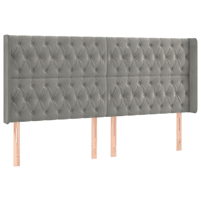 Tăblie de pat cu LED, gri deschis, 203x16x118/128 cm, catifea - WALTI WALTI