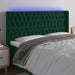 Tăblie de pat cu LED, verde închis, 203x16x118/128 cm, catifea - WALTI WALTI
