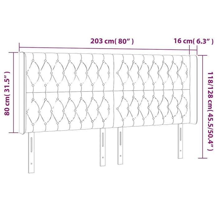 Tăblie de pat cu LED, albastru închis, 203x16x118/128cm catifea - WALTI WALTI