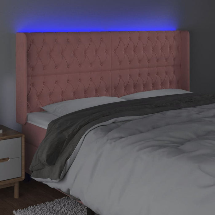 Tăblie de pat cu LED, roz, 203x16x118/128 cm, catifea - WALTI WALTI