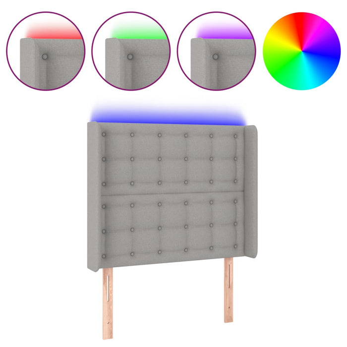 Tăblie de pat cu LED, gri deschis, 83x16x118/128 cm, textil - WALTI WALTI