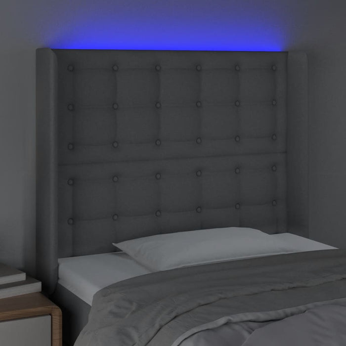 Tăblie de pat cu LED, gri deschis, 83x16x118/128 cm, textil - WALTI WALTI