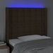 Tăblie de pat cu LED, maro închis, 93x16x118/128 cm, textil - WALTI WALTI