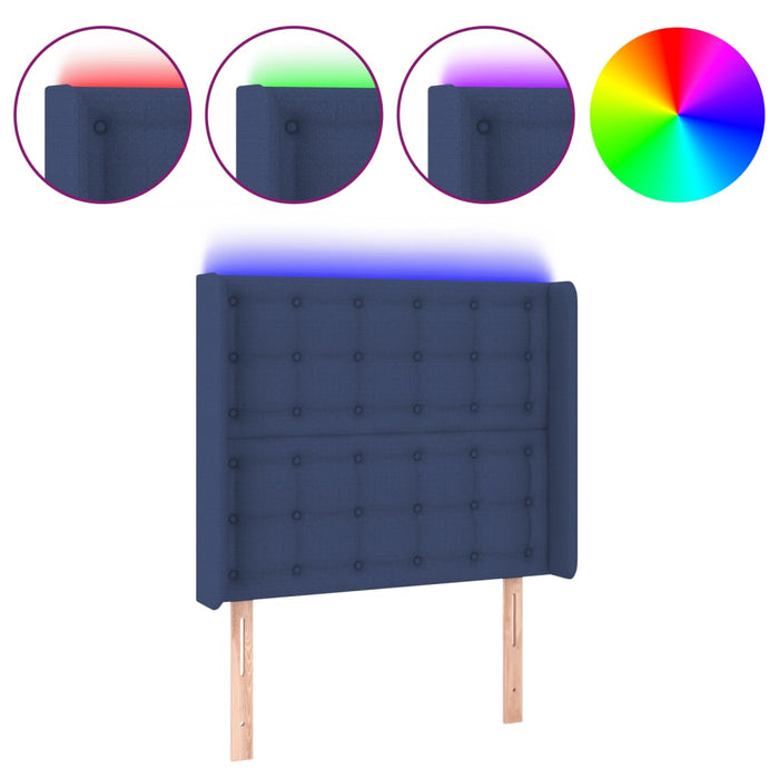 Tăblie de pat cu LED, albastru, 93x16x118/128 cm, textil - WALTI WALTI