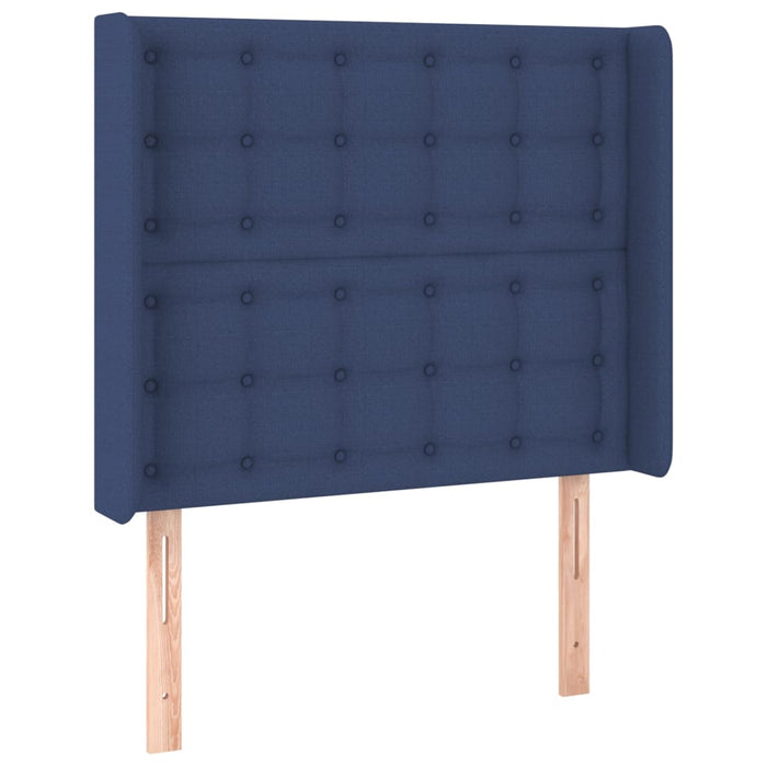 Tăblie de pat cu LED, albastru, 93x16x118/128 cm, textil - WALTI WALTI