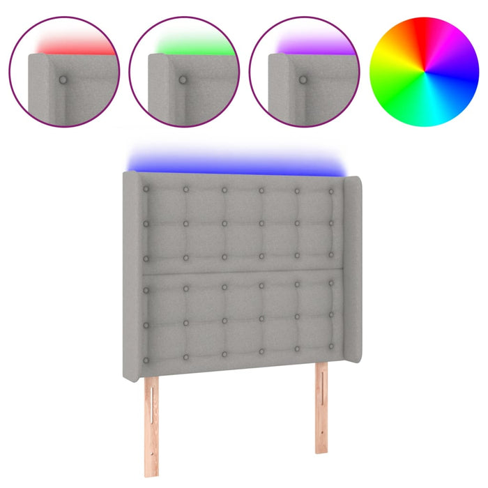 Tăblie de pat cu LED, gri deschis, 103x16x118/128 cm, textil - WALTI WALTI