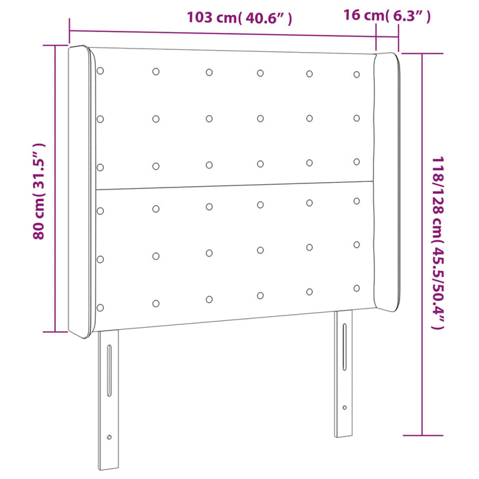 Tăblie de pat cu LED, gri închis, 103x16x118/128 cm, textil - WALTI WALTI