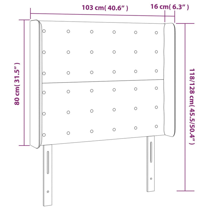 Tăblie de pat cu LED, gri taupe, 103x16x118/128 cm, textil - WALTI WALTI