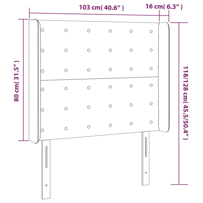 Tăblie de pat cu LED, albastru, 103x16x118/128 cm, textil - WALTI WALTI