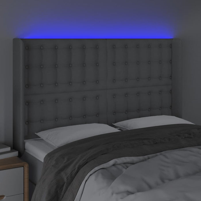 Tăblie de pat cu LED, gri deschis, 147x16x118/128 cm, textil - WALTI WALTI