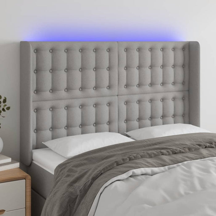 Tăblie de pat cu LED, gri deschis, 147x16x118/128 cm, textil - WALTI WALTI