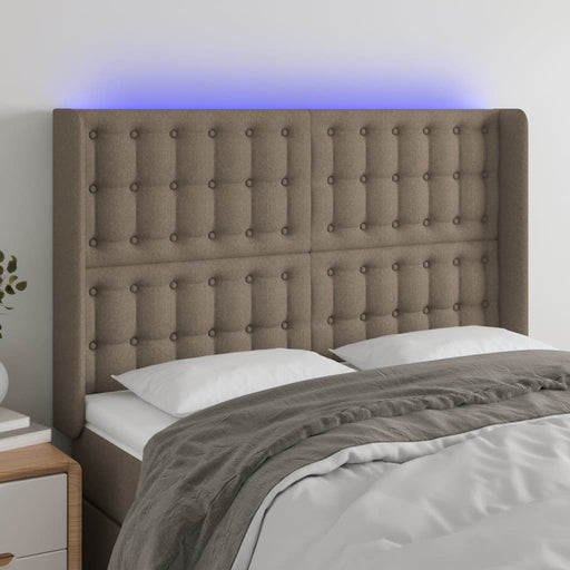 Tăblie de pat cu LED, gri taupe, 147x16x118/128 cm, textil - WALTI WALTI