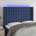 Tăblie de pat cu LED, albastru, 147x16x118/128 cm, textil - WALTI WALTI