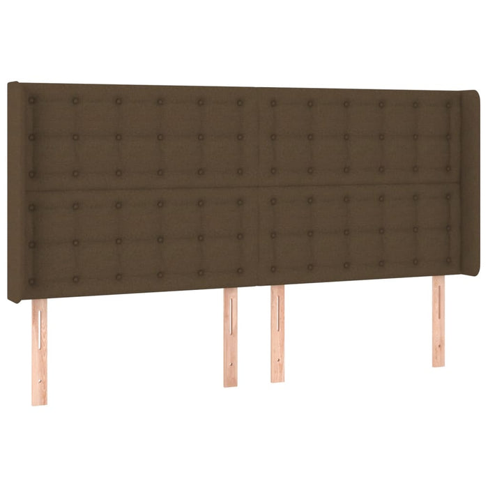 Tăblie de pat cu LED, maro închis, 163x16x118/128 cm, textil WALTI