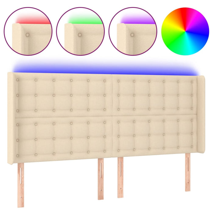 Tăblie de pat cu LED, crem, 163x16x118/128 cm, textil - WALTI WALTI