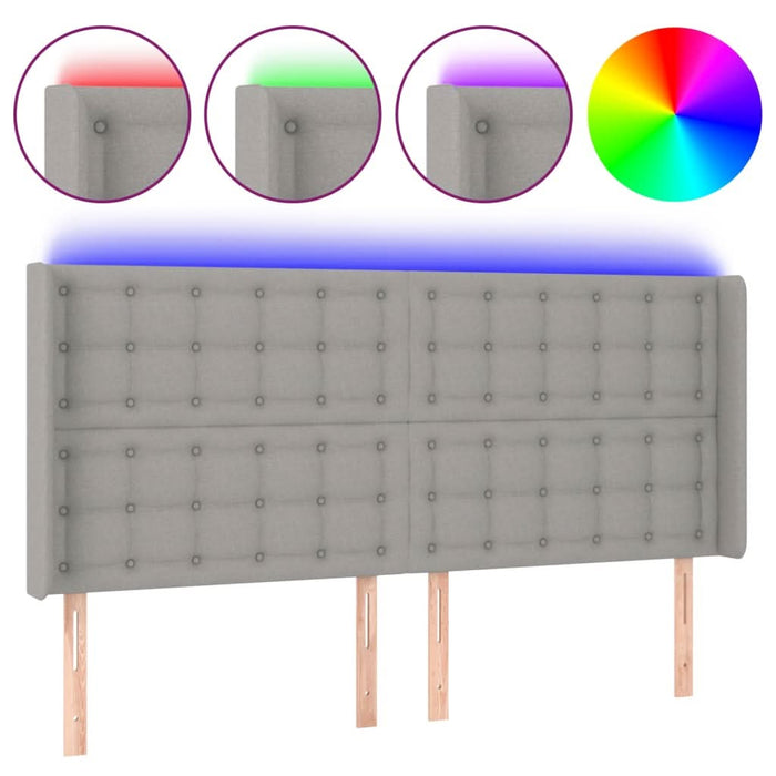 Tăblie de pat cu LED, gri deschis, 183x16x118/128 cm, textil - WALTI WALTI