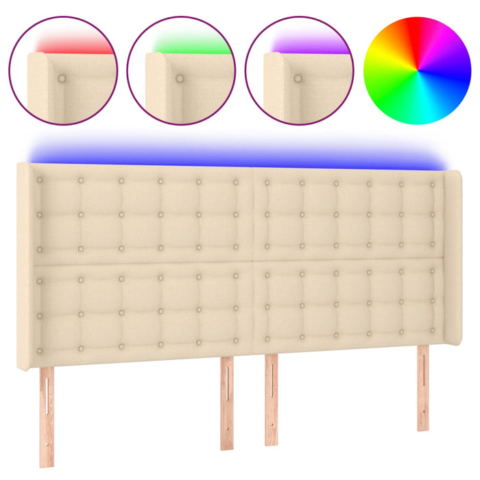 Tăblie de pat cu LED, crem, 203x16x118/128 cm, textil - WALTI WALTI