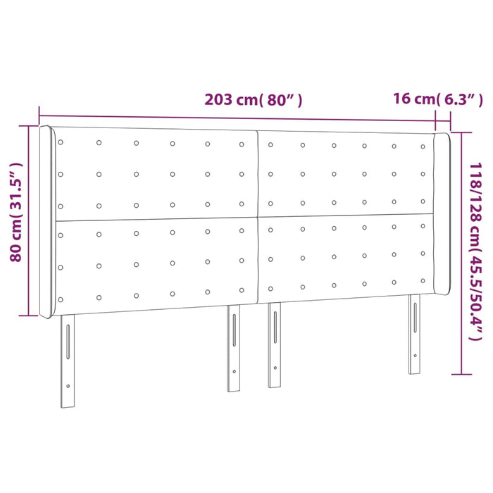 Tăblie de pat cu LED, crem, 203x16x118/128 cm, textil - WALTI WALTI