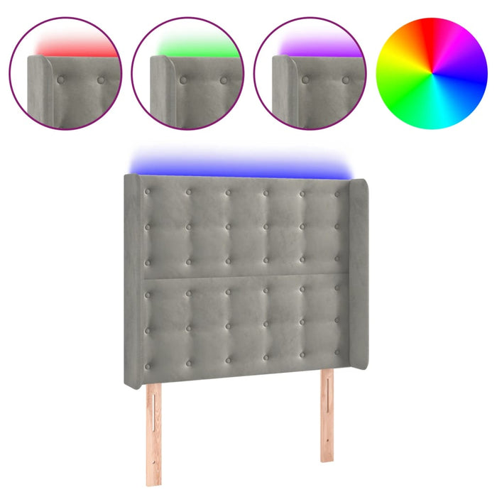 Tăblie de pat cu LED, gri deschis, 83x16x118/128 cm, catifea - WALTI WALTI