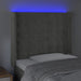 Tăblie de pat cu LED, gri deschis, 83x16x118/128 cm, catifea - WALTI WALTI