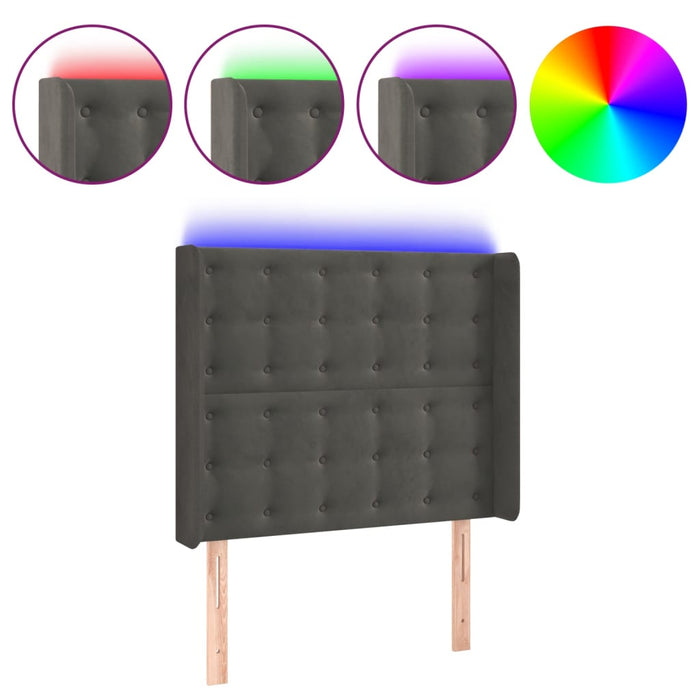 Tăblie de pat cu LED, gri închis, 83x16x118/128 cm, catifea - WALTI WALTI