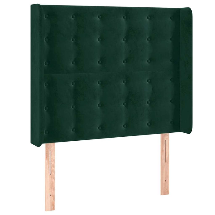 Tăblie de pat cu LED, verde închis, 83x16x118/128 cm, catifea - WALTI WALTI