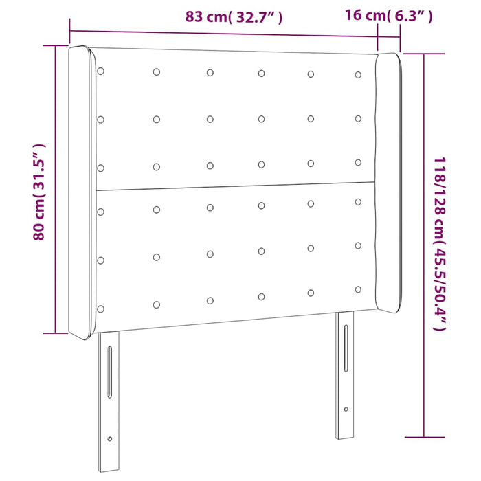Tăblie de pat cu LED, albastru închis, 83x16x118/128cm, catifea - WALTI WALTI