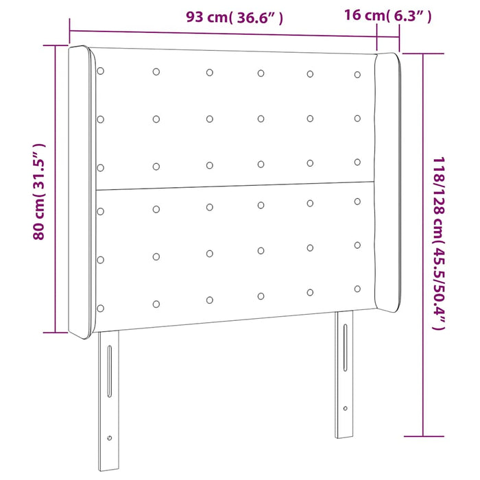 Tăblie de pat cu LED, albastru închis, 93x16x118/128cm, catifea WALTI