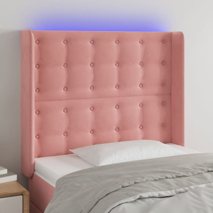 Tăblie de pat cu LED, roz, 93x16x118/128 cm, catifea - WALTI WALTI