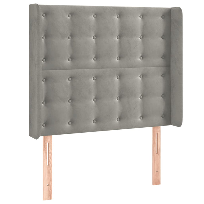 Tăblie de pat cu LED, gri deschis, 103x16x118/128 cm, catifea - WALTI WALTI