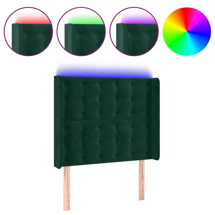 Tăblie de pat cu LED, verde închis, 103x16x118/128 cm, catifea - WALTI WALTI
