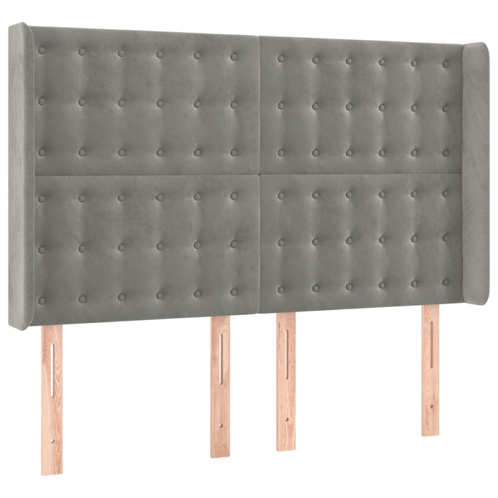 Tăblie de pat cu LED, gri deschis, 147x16x118/128 cm, catifea - WALTI WALTI