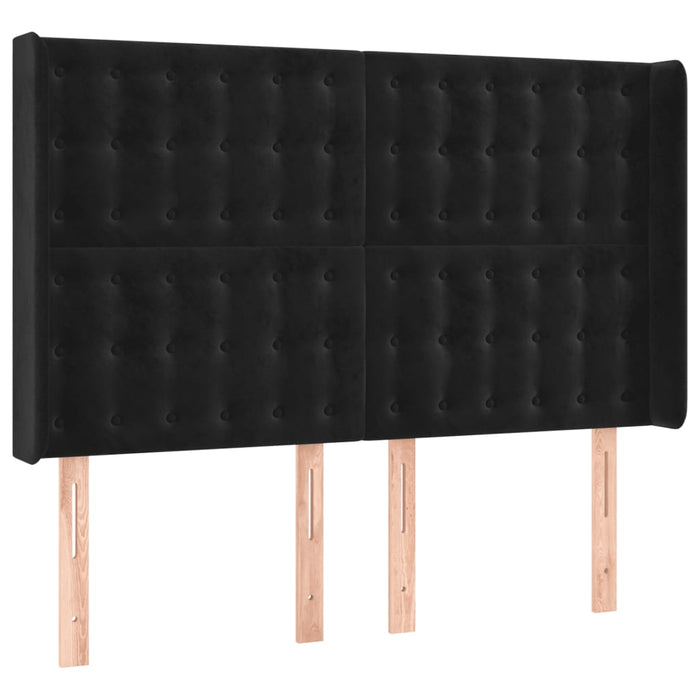 Tăblie de pat cu LED, negru, 147x16x118/128 cm, catifea - WALTI WALTI