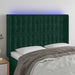 Tăblie de pat cu LED, verde închis, 147x16x118/128 cm, catifea - WALTI WALTI