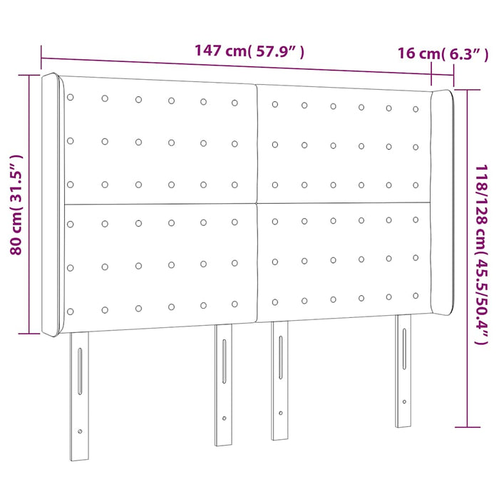 Tăblie de pat cu LED, albastru închis, 147x16x118/128cm catifea - WALTI WALTI
