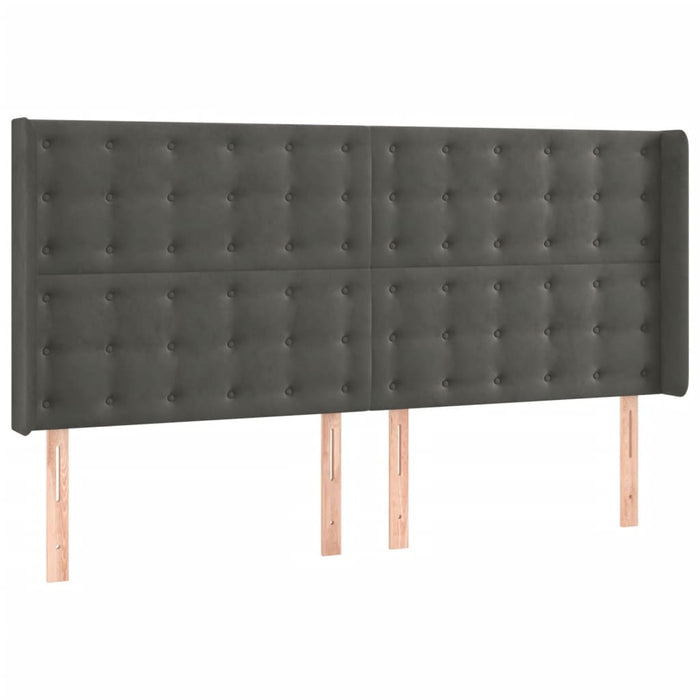 Tăblie de pat cu LED, gri închis, 163x16x118/128 cm, catifea - WALTI WALTI