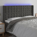 Tăblie de pat cu LED, gri închis, 163x16x118/128 cm, catifea - WALTI WALTI