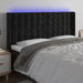 Tăblie de pat cu LED, negru, 163x16x118/128 cm, catifea - WALTI WALTI