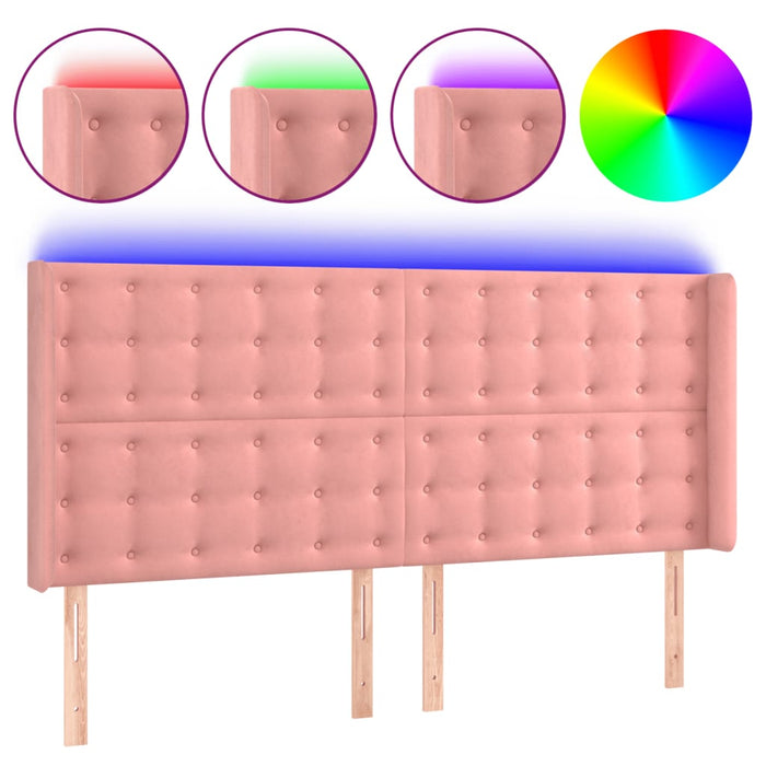 Tăblie de pat cu LED, roz, 163x16x118/128 cm, catifea - WALTI WALTI