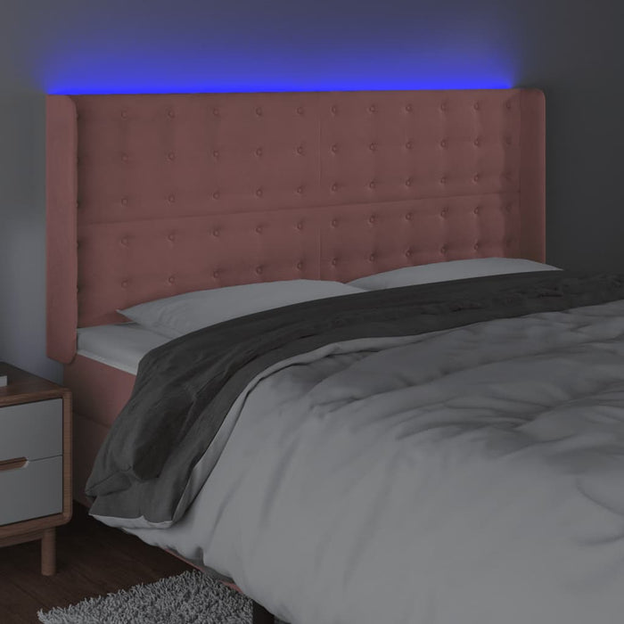 Tăblie de pat cu LED, roz, 163x16x118/128 cm, catifea - WALTI WALTI